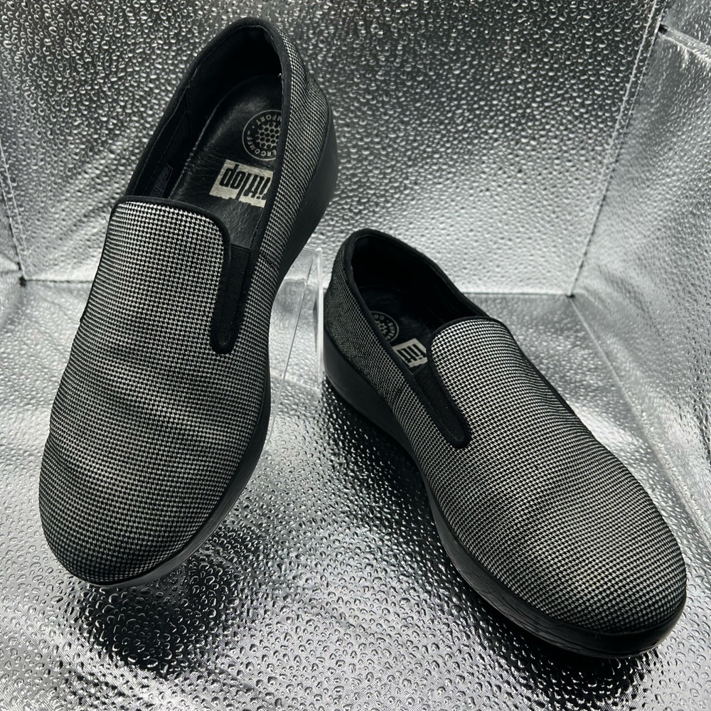 Fitflop Black and Gray Men's Slip-On Loafers